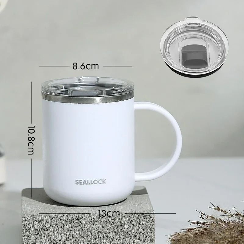 304 Stainless Steel Insulated Water Cup – 450ml Anti-Scalding Milk & Juice Mug with Lid