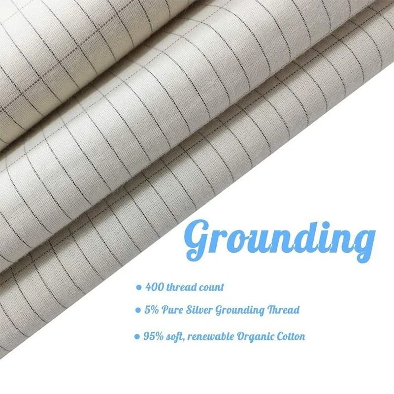 Cotton Silver Fiber Grounding Bedsheet with Earthing Cord for Antistatic Stress Relief and Sleep Support