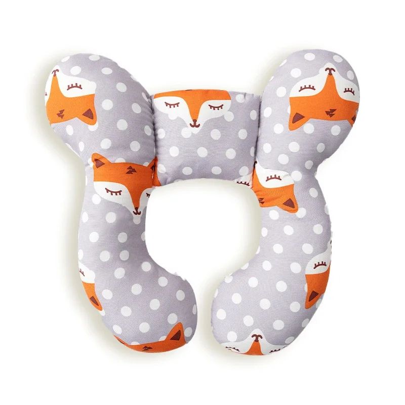 Cartoon Baby U-Shaped Travel Pillow – Soft Breathable Stroller & Car Neck Support Pillow