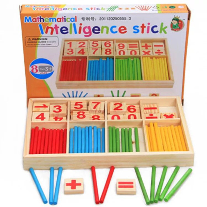 Montessori Math Learning Box  Wooden Counting Sticks & Educational Arithmetic Toy for Kids