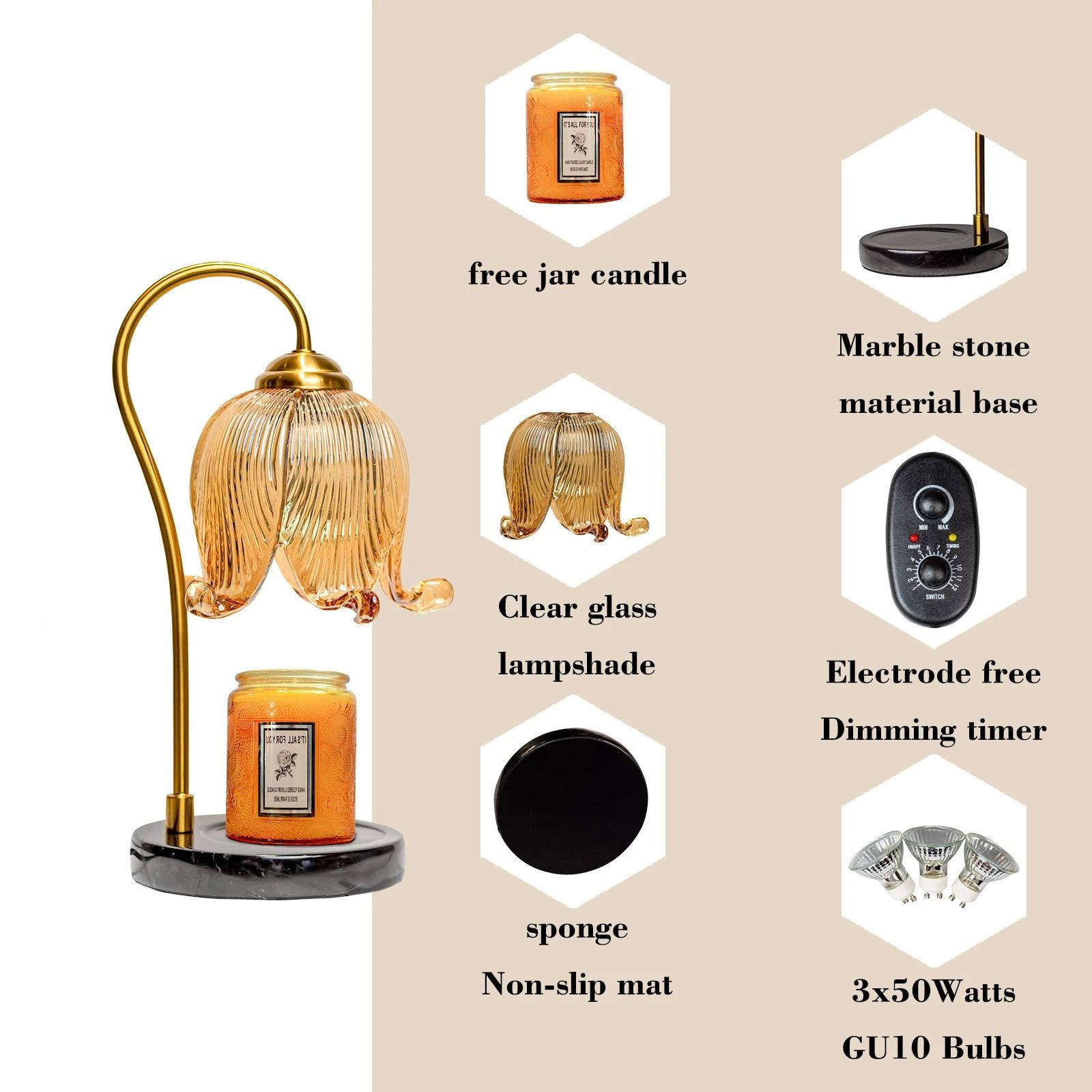 French Retro Tulip Flower Fragrance Table Lamp Bedside Candle Warmer Atmosphere Light