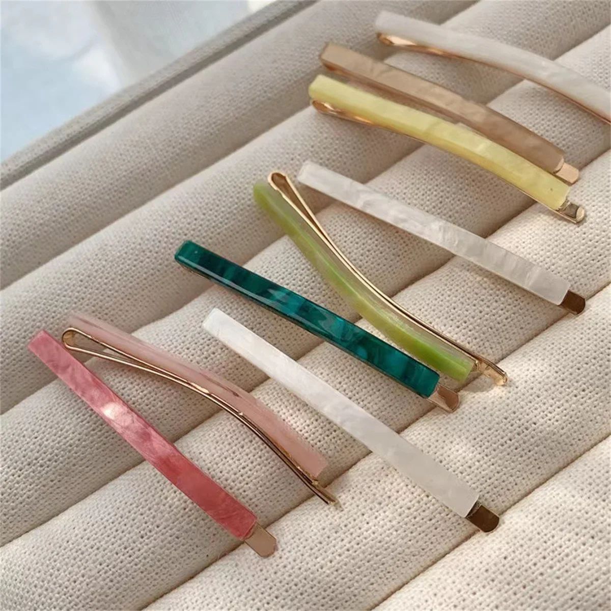 3 Piece Acetate Geometric Hair Barrettes – Simple Oblong Hair Clips and Side Pins