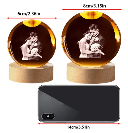 Personalized Custom Crystal Ball Night Light LED Photo Keepsake Lamp