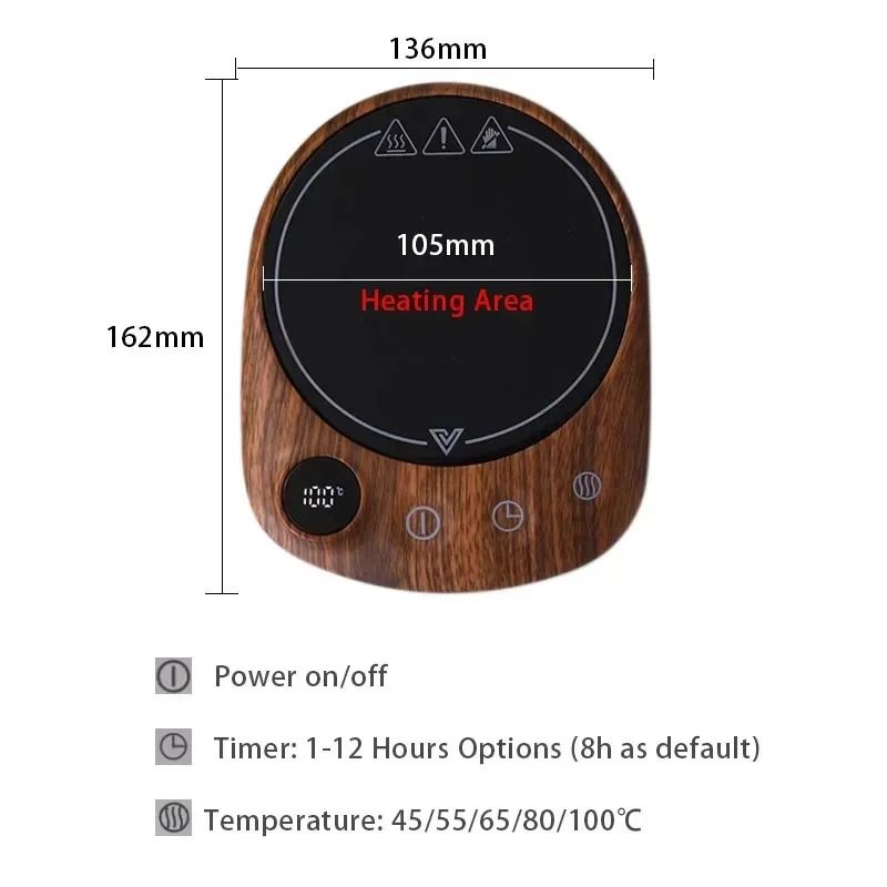 Electric Beverage Heating Plate Smart Mug Warmer with Timer and Auto Shut-Off