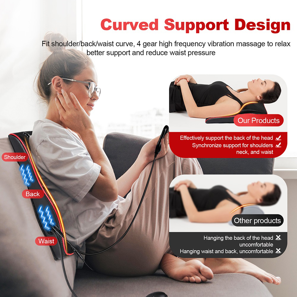 Premium Shiatsu Neck and Back Massage Pillow with Cervical Traction and Heat Therapy