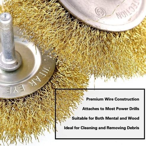 Rust Removal Wire Brush Set, Cup and Wheel Brushes Shank, Carbon Steel Paint Stripping Drill Bits