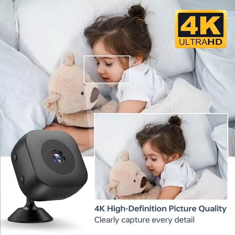 4K Mini Security Camera – Full-Color Night Vision, Waterproof WiFi Surveillance with Motion Detection