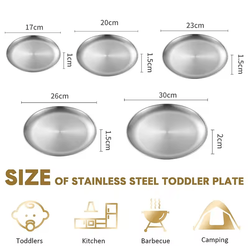 Durable Rust-Proof Camping Plates – Metal Round Serving Plate Set