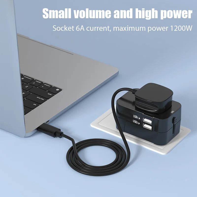 Global Universal Travel Plug Adapter with USB Sockets, AC Power Converter Featuring Child Safety Lock & Protective Cover