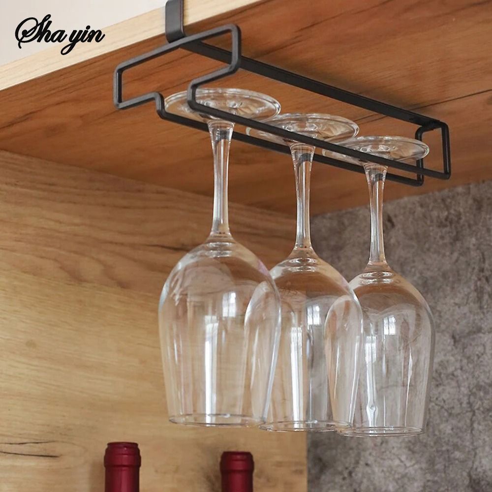 Under Cabinet Wine Glass Holder Hanging Stemware Rack