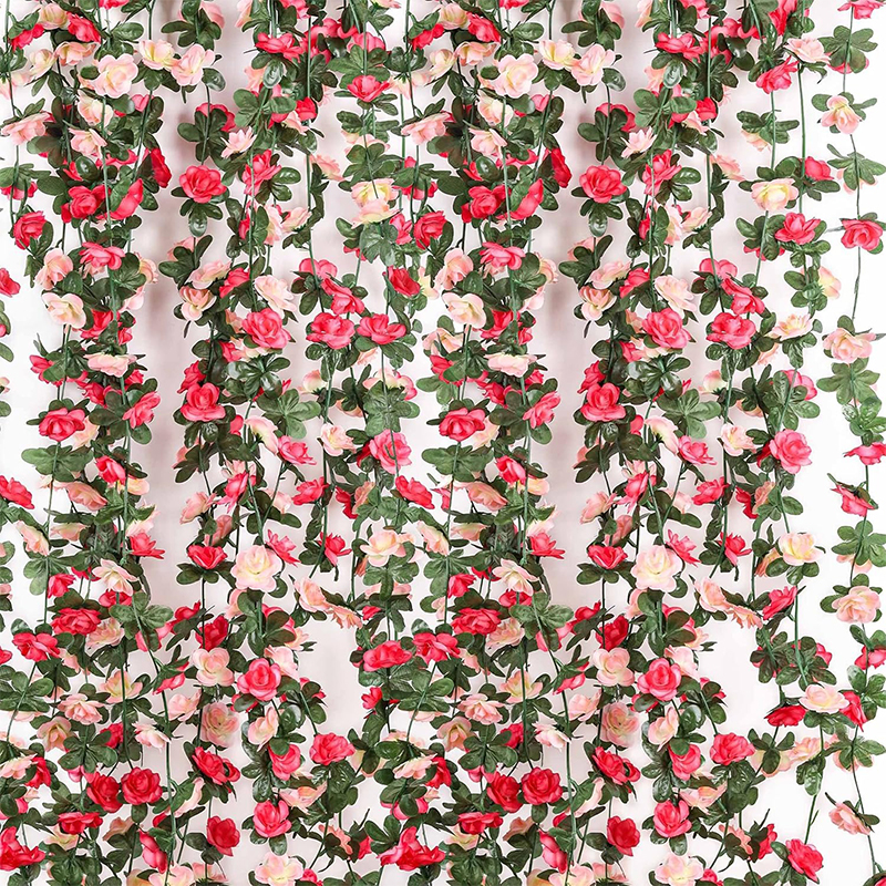 Rose Artificial Flowers Vine, Fake Flowers for Home Decor, Wedding, Garden Outdoor Rattan Ornament