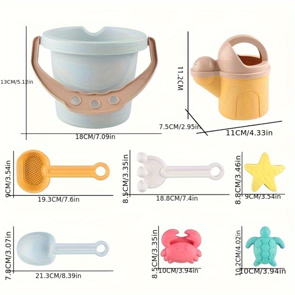 Kids Beach Toy Set, Sea Creatures Sandbox Toys, Toddlers Sand Toys, Bucket Watering Shovel, Travel Outdoor Toy Kit for K