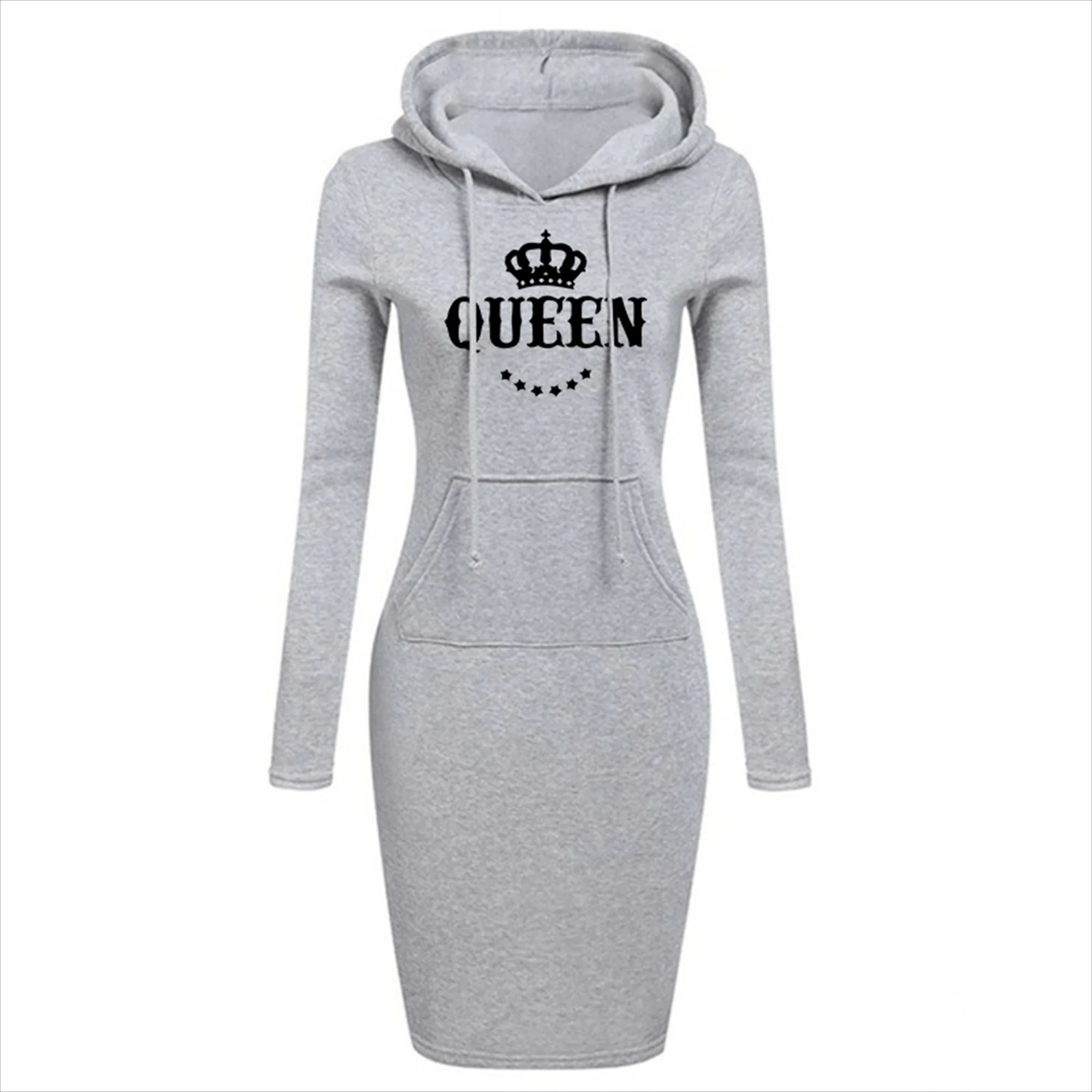 Womens Slim Hoodie Dress with Long Sleeves and Casual Fit