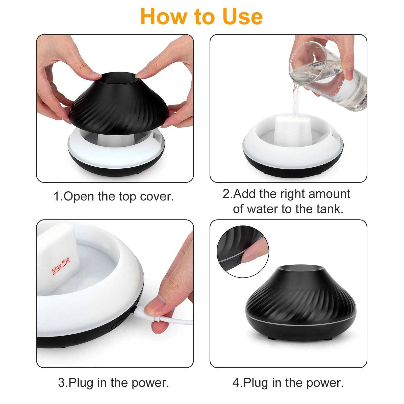 LED Aromatherapy Flame Diffuser, Cute Fire Flame Essential Oil Humidifier, Air Purifier, Quiet Ultrasonic Aroma Diffuser