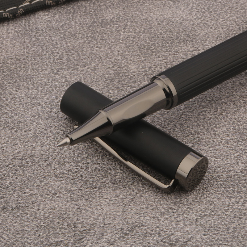 Matte Black Roman Column Luxury Metal Pen Premium Ballpoint Writing Pen