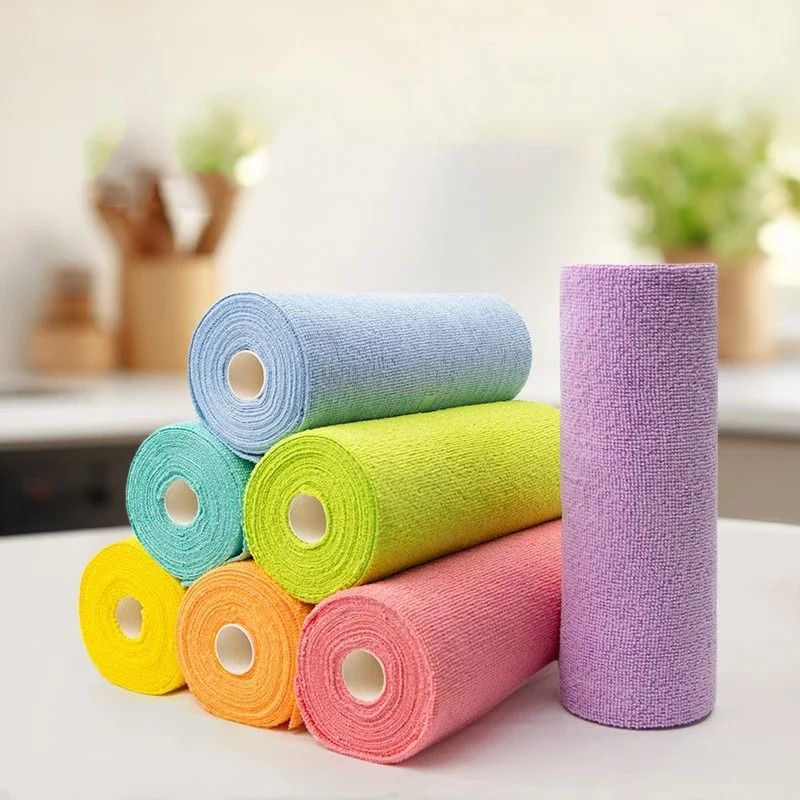 Reusable Microfiber Cleaning Wipe Roll Washable Paper Towel Replacement 20 Sheets