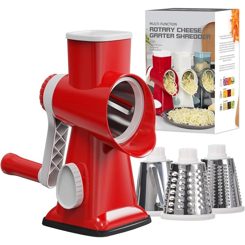 3 in 1 Rotary Cheese Grater Manual Vegetable Slicer and Nut Grinder