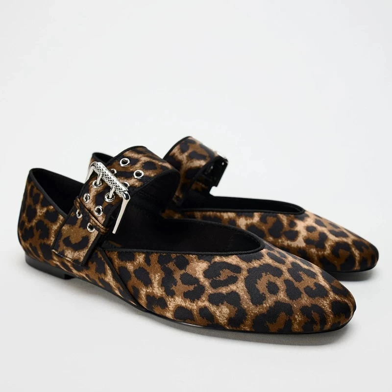 Leopard Retro Dress Shoes, Shoes Women Flats, Autumn Pointed Toe Loafers, Shallow Mouth Ballerinas