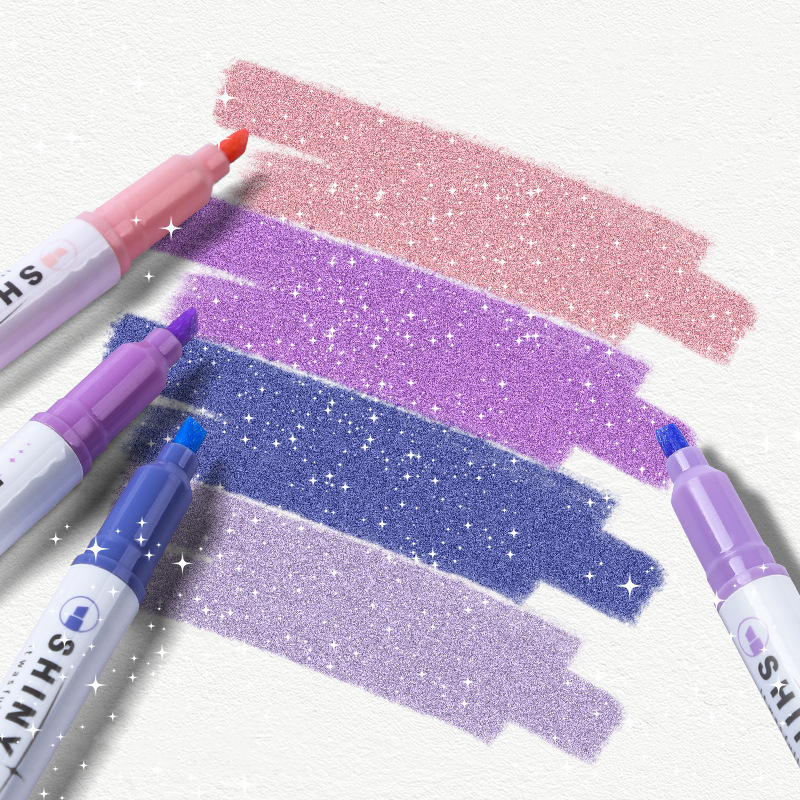 Highlighter Pens, Glitter Highlighter Markers, Kawaii Stationery Supplies, Back to School Accessories for Girls, Student