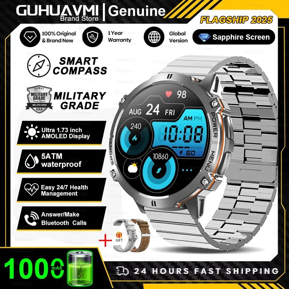 T-Rex 3 Military-Grade AMOLED Smart Watch with GPS, Compass, and Bluetooth Call