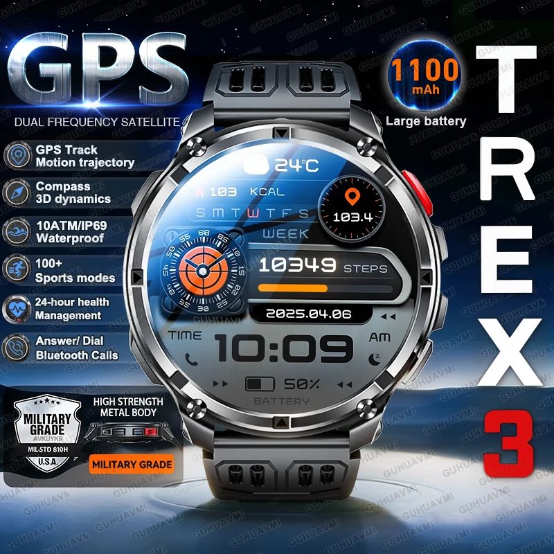 T-Rex3 Pro Rugged Smartwatch with GPS & Ultra-Long Battery