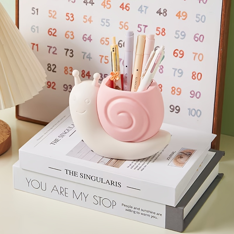 Cute Cartoon Snail Dinosaur Pen Holder Desktop Storage Organizer, Creative Office Desk Accessory