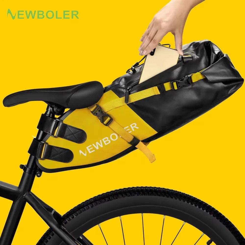 NEWBOLER 6-13L waterproof bike saddle bag Foldable Rear Seat Pack for MTB Road Bikepacking