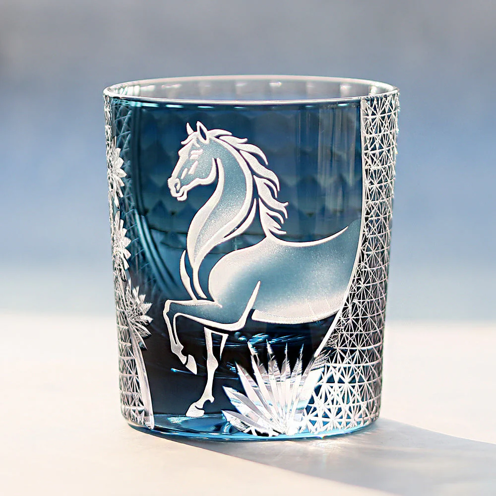 Edo Kiriko Handcrafted Steed Crystal Whisky Glass