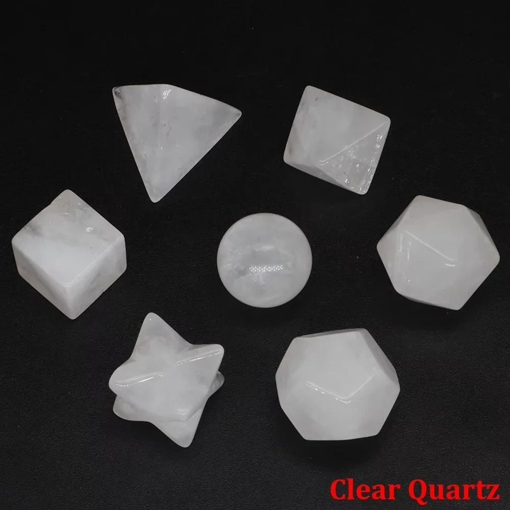 Platonic Solid Crystal Set Sacred Geometry Chakra Healing Reiki Stones