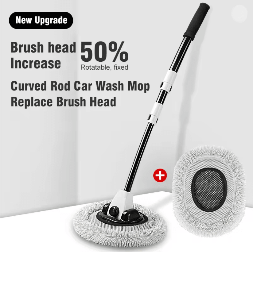 Telescopic Car Wash Brush with Chenille Head and 15 Degree Bend Handle