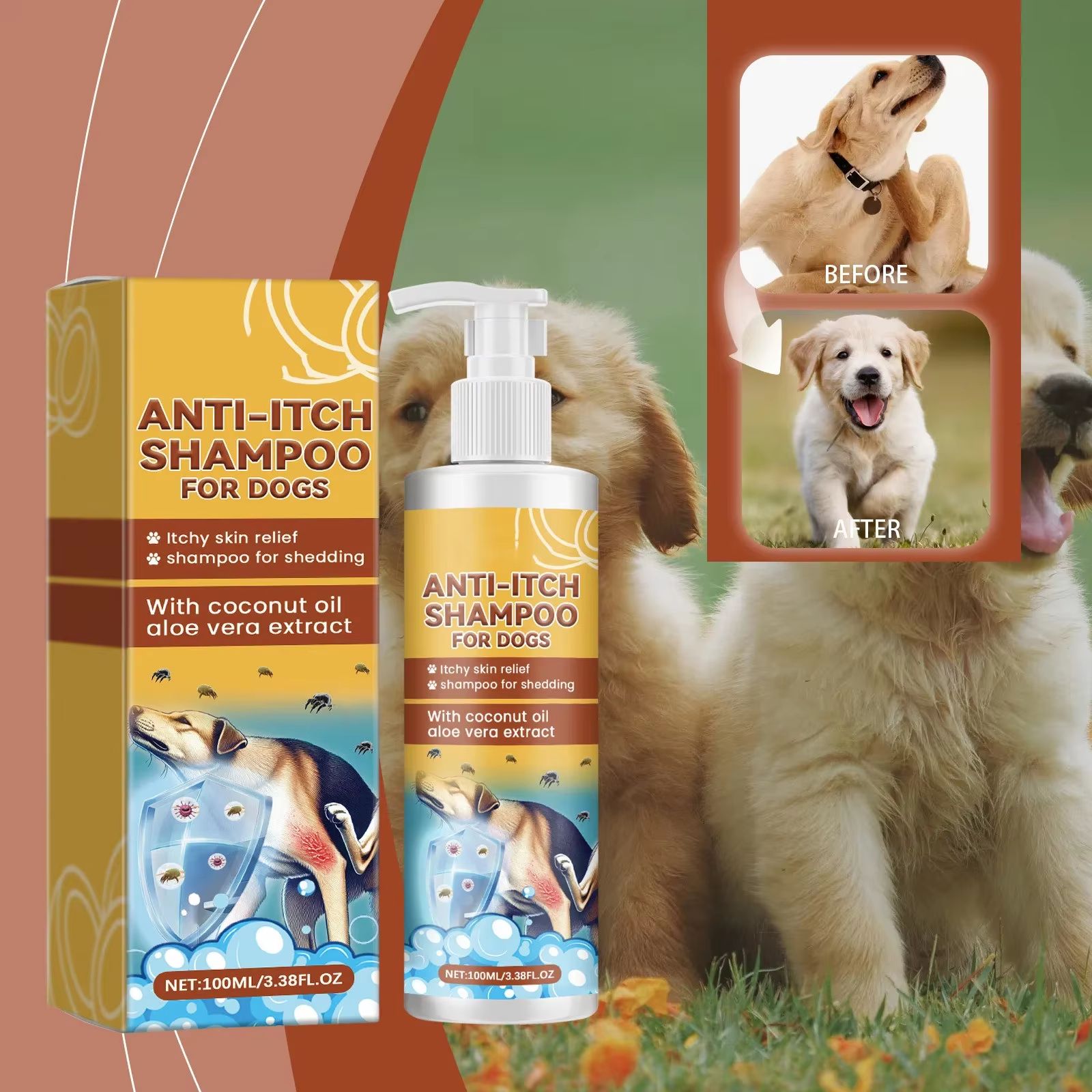 Soothing Itch Relief Dog Shampoo for Sensitive Skin, 3.38 fl oz