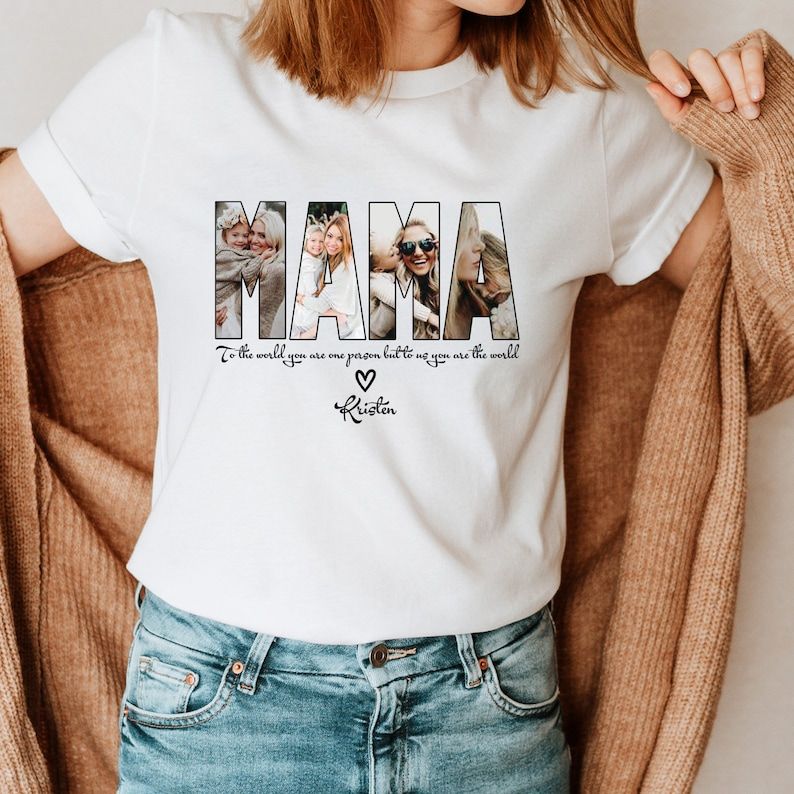 Custom Mama Photo Shirt Personalized Mother's Day Gift, Customizable Mama Tee Grandma Gift
