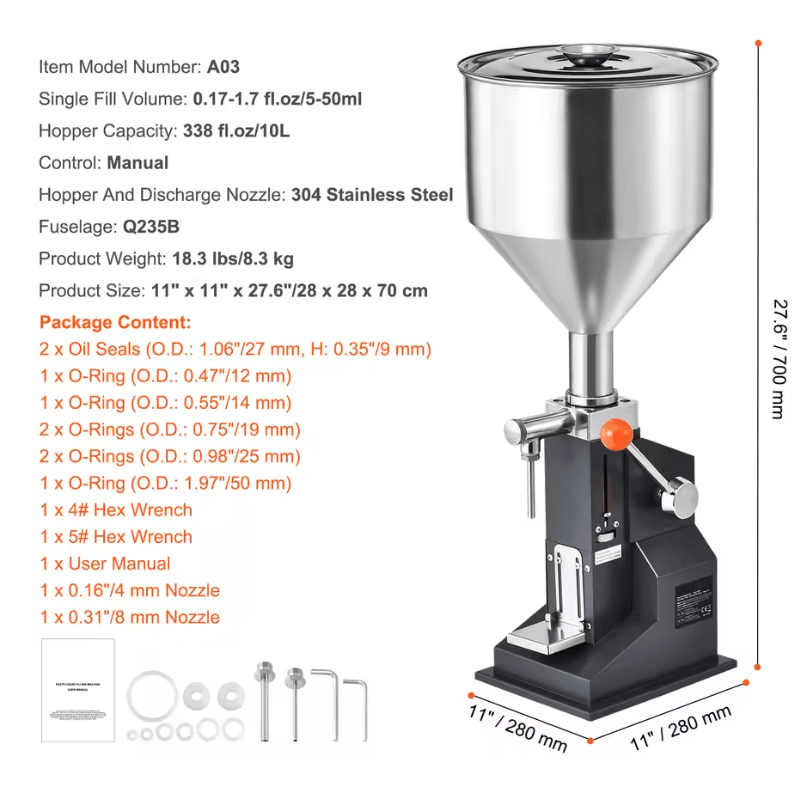 Precision Pour 5 100ml Manual Liquid Filling Machine