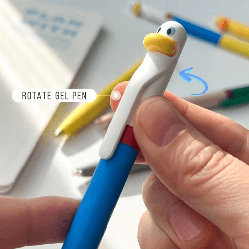 Cute Chicken Gel Pen Set 4pcs Funny Rotating Black Ink Pens (0.5mm)