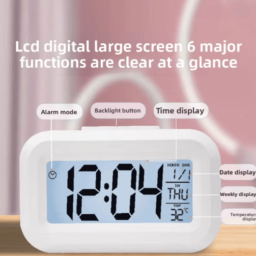 Digital Alarm Clock – LED Desk Clock with Snooze, Backlight & Calendar Display