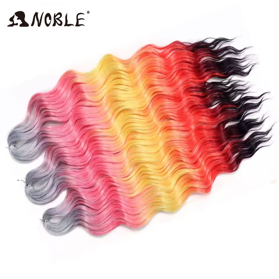 Noble Hair Synthetic Loose Deep Wave Braiding Hair Extensions Ombre Blonde Twist Crochet Curly Water Wave Braid