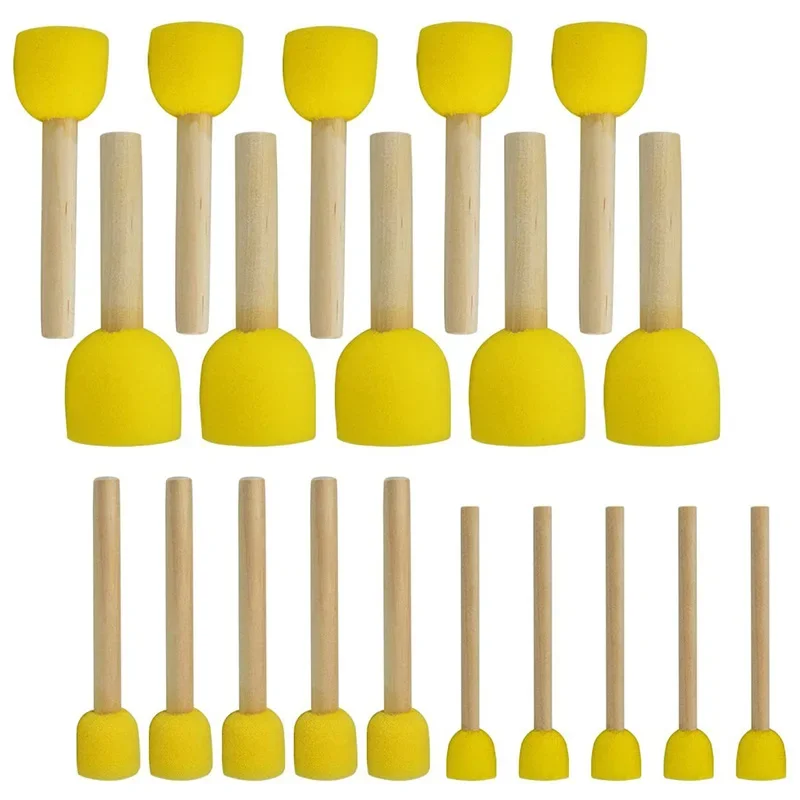 Round Sponge Paint Brushes Wooden Handle Childrens Drawing & Pottery Modeling Tool
