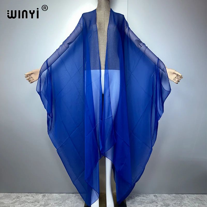 Sheer Monochrome Kimono Beach Cover Up