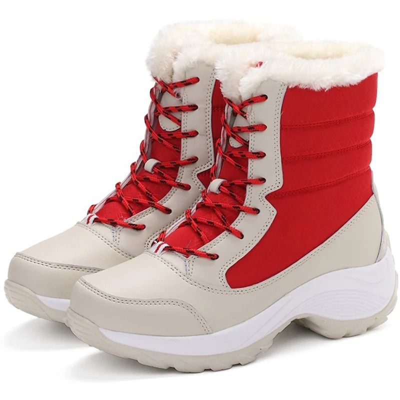 Womens Winter Ankle Boots Lightweight Platform Snow Boots with Heels Warm Botines