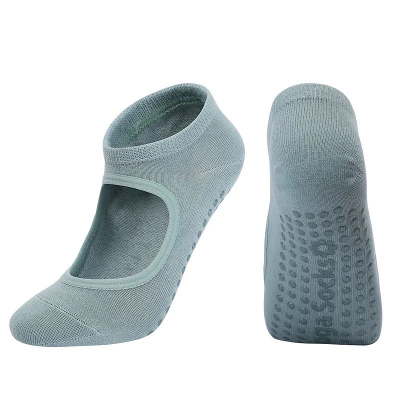 Womens Silicone Anti-Slip Backless Yoga Socks US 5-10.5– Non-Slip Pilates & Ballet Fitness Grip Socks