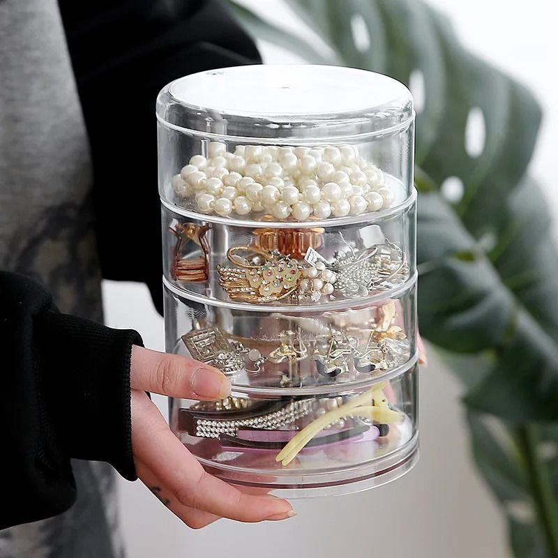 5-Layer Rotating Jewelry Organizer – Compact Hair Accessory & Makeup Display Case