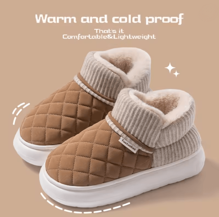 ThermaStep Thick Soled Anti Slip Winter Cotton Slippers with Fleece Lining