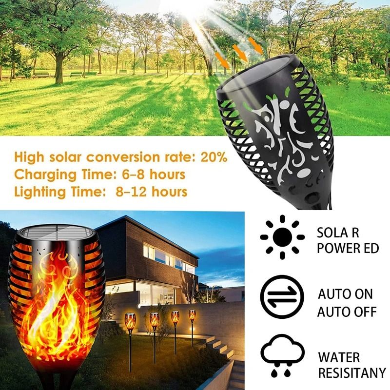 Solar Flickering Flame Torch Lights for Garden and Patio
