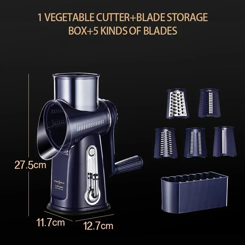 Vegetable Slicer Cutter Manual Drum Grater Multifunction Rotary Cheese Grater and Food Chopper
