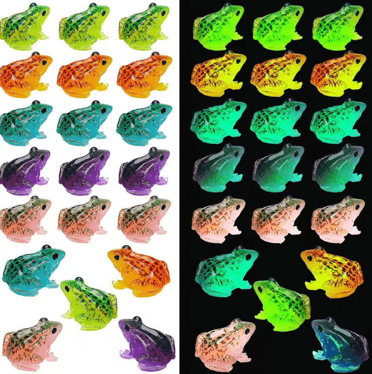 Glow-in-the-Dark Mini Frog Figurines Luminous Resin Set for Terrariums & DIY Decor