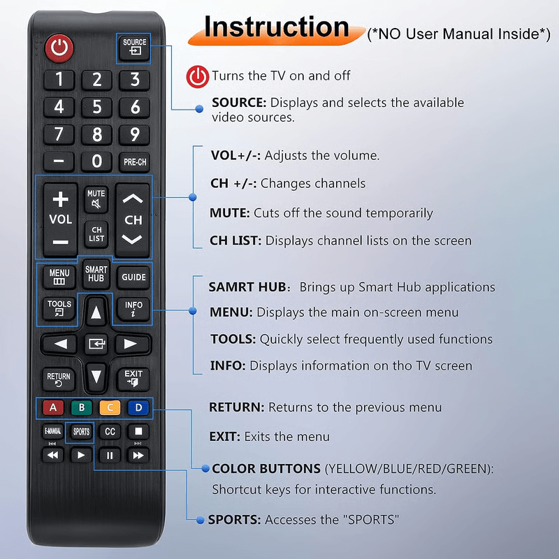 Samsung TV Remote Replacement Universal Control with Instant Setup Ease