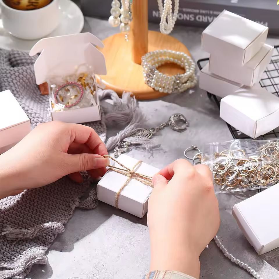 Small Kraft Paper Jewelry Gift Boxes 10-Pack Mini Cardboard Wrapping Boxes