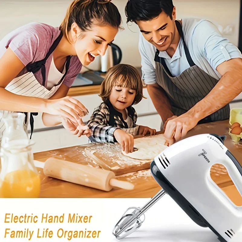 PowerWhisk Electric Hand Mixer with Spiral Whisk & Dough Hooks