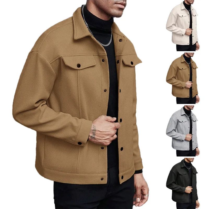 Mens Turtleneck Wool Jacket Casual Business Winter Coat