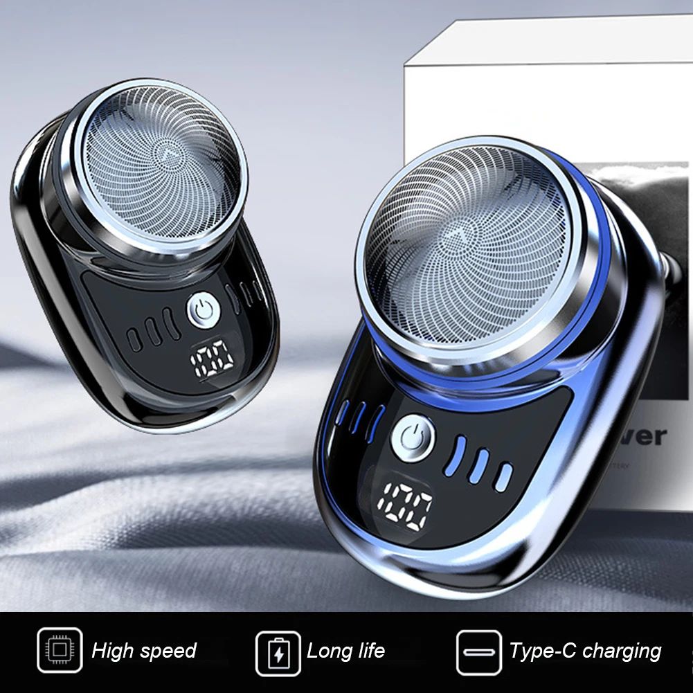 Mini Electric Shaver USB Rechargeable Pocket Razor with Digital Display, Portable Wireless Beard Trimmer